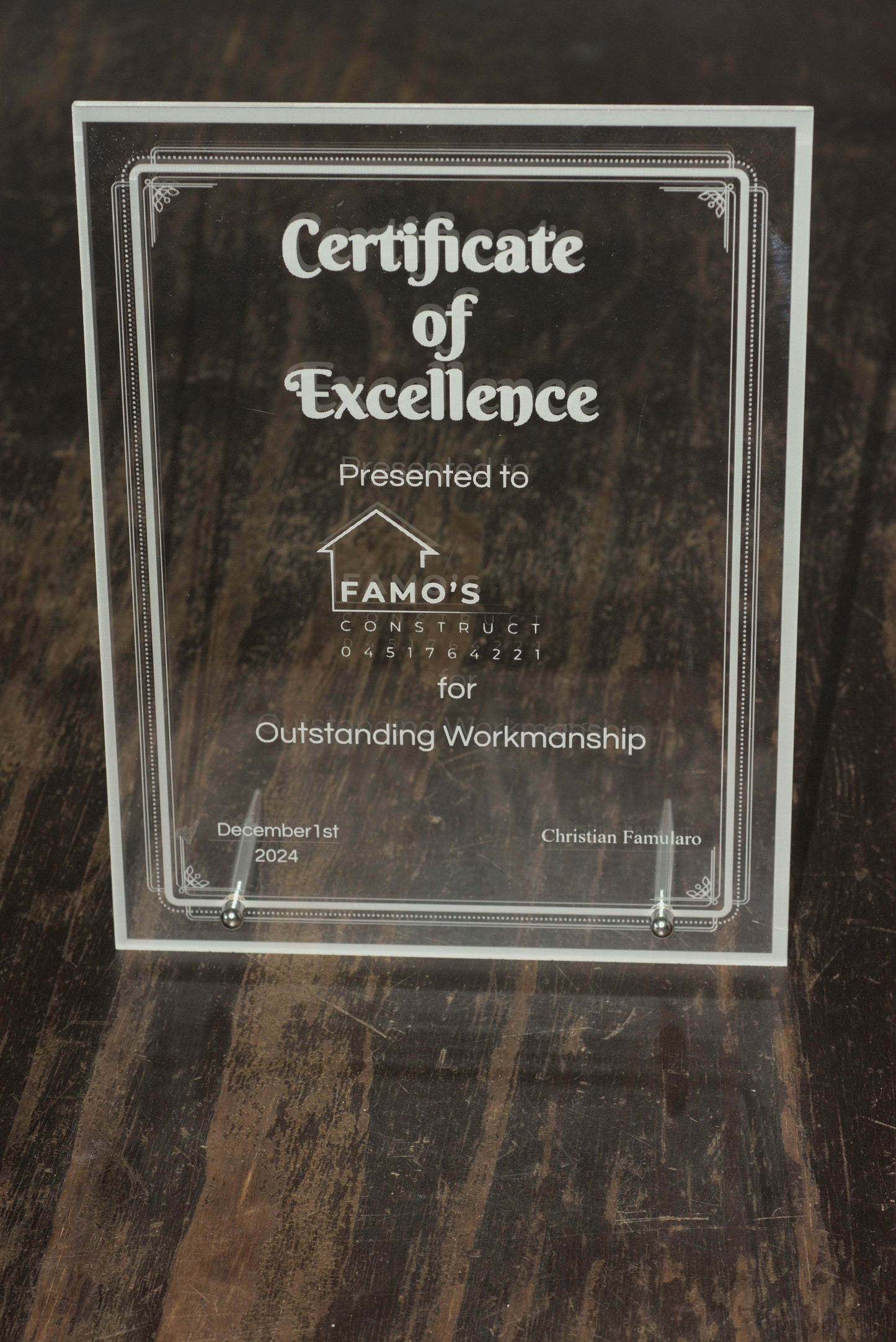 Acrylic Desktop Plaque